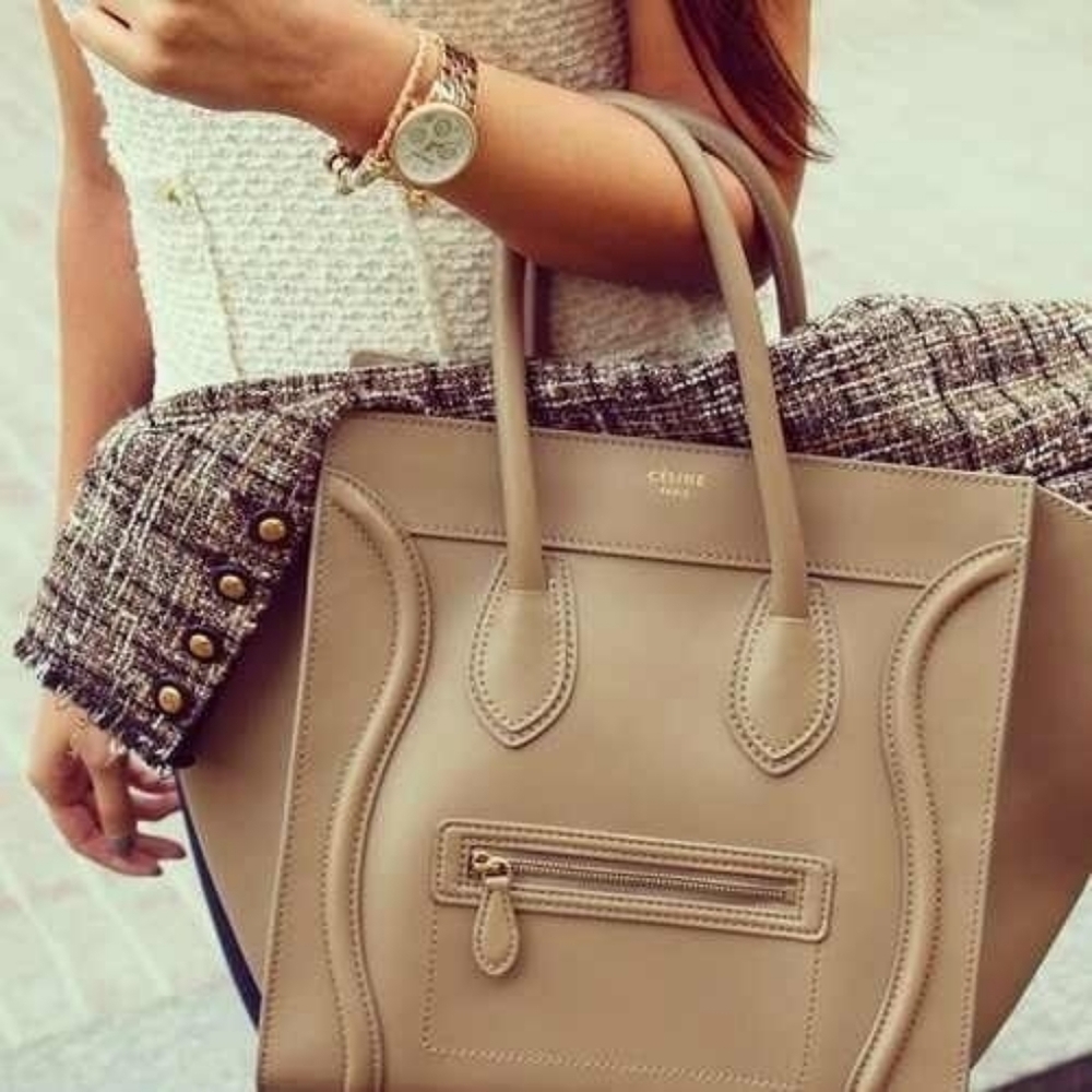 Celine Mini Luggage Tote Taupe Tan Brown Smooth Leather Handbag ✨ - Picture 15 of 16